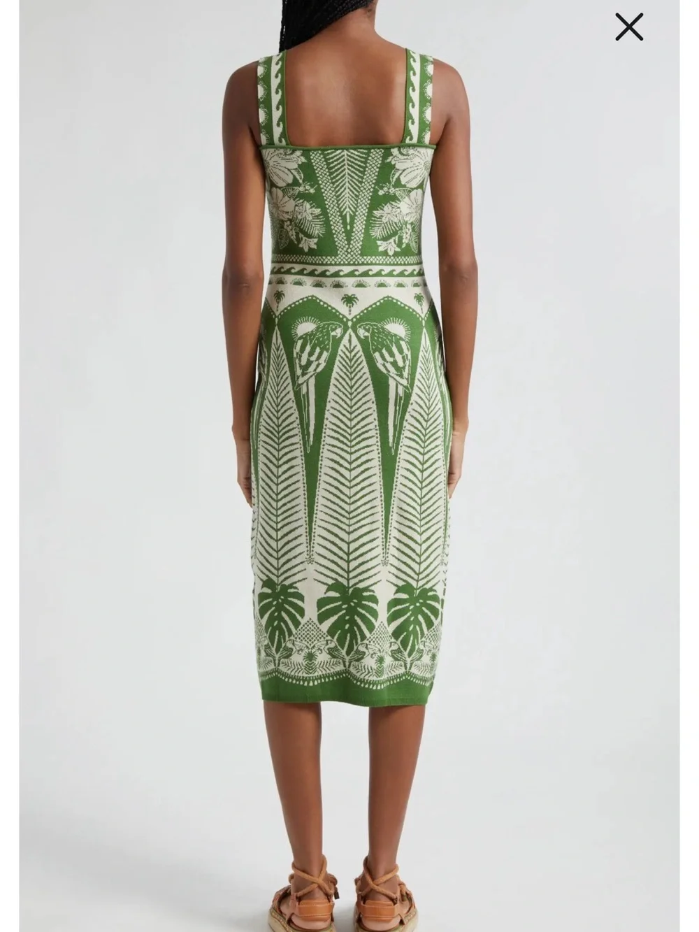 FARM Rio Green and Cream Botanical Knit Midi Dress - NWT - Picture 4 of 6
